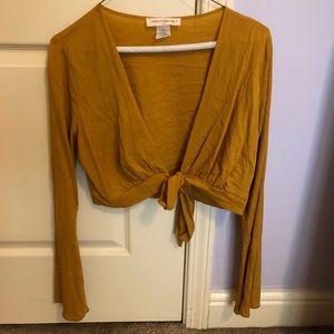 Mustard/gold wrap crop top